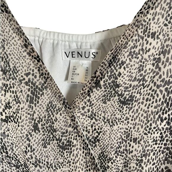 VENUS Animal Print Romper Size 16 V-Neck button Closure Tie Straps Elastic Waist - Picture 4 of 10